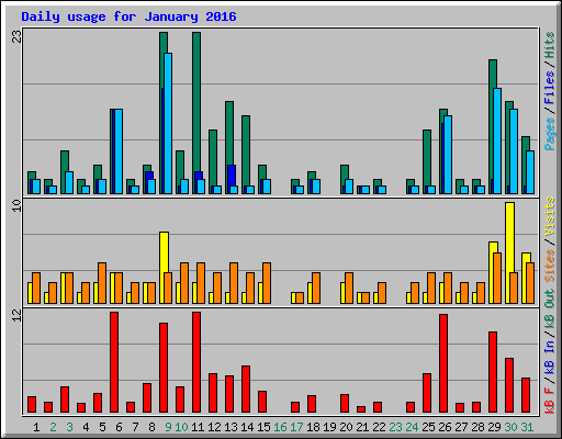 Daily usage for January 2016