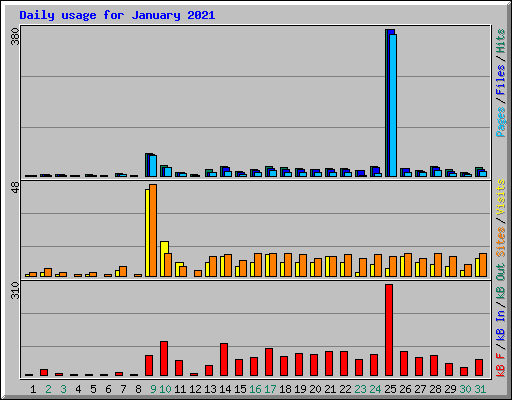 Daily usage for January 2021