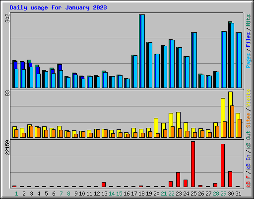 Daily usage for January 2023