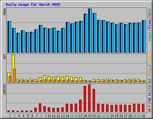 Daily usage for March 2025